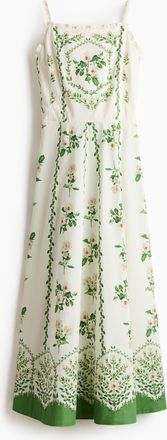 H&M Ausgestelltes Baumwollkleid - Elfenbein/Gebl&uuml;mt