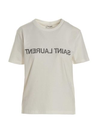 Saint Laurent Womens Logo Print T-Shirt