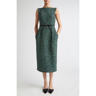 Erdem Sleeveless Tweed Sheath Dress in Hedgerow Green at Nordstrom, Size 8 Us