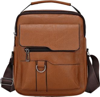 Generic Compatible For Mens Crossbody Bags Business Flap Solid Messenger Bag(Khaki)