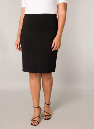 Base Level Curvy Bleistiftrock BASE LEVEL CURVY, Damen, Gr. 54 (56), schwarz, Web, Obermaterial: 65% Viskose, 30% Nylon, 5% Elasthan, unifarben, eng kniefrei, R&ouml;cke Bl