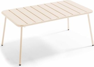 Oviala Mesa de jard&iacute;n de acero marfil 90 x 50 cm