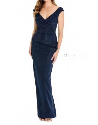 Mon Cheri Off The Shoulder Dress In Navy
