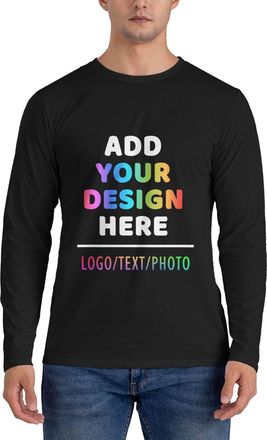 Generic Custom Long Sleeve T Shirt Design Your Add Text Logo Photo Personalised T Shirt Men Women Add Your Image Tops Shirt,Tee for Work, Gym or Sports