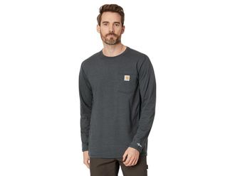 Carhartt Work in Progress Force Relaxed Fit Midweight Long Sleeve Pocket T-Shirt Mens Clothing Carbon Heather : 2XL (Reg), Cotton/Polyester
