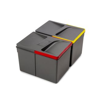 Emuca Emuca Contenedores Para Caj&oacute;n De Cocina Recycle Con Tapa Anti Olores, Altura 216mm, 2x12litros, Pl&aacute;stico Gris Antracita