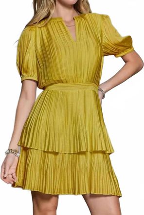 Current Air Pleated Mini Dress In Amber Haze