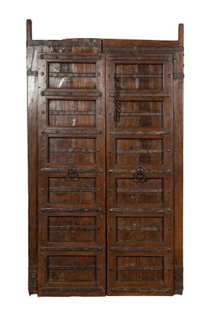 Biscottini International Biscottini - Puerta Corredera Medieval Antigua Interior O Exterior De Madera Maciza Y Hierro