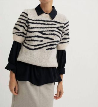 Mus & Bombon Plata Sweater In Ecru & Navy
