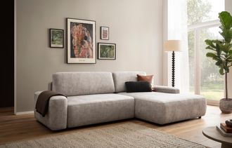 HOME AFFAIRE Ecksofa »TORGE (264cm), Schlafsofa in Cord, Samtvelours o Struktur fein, L-Form« Schlaffunktion, Bettkasten, Liegefläche: 125/210 cm