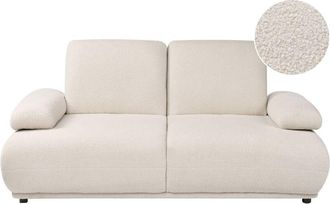 Beliani 2 Seater Sofa Off-White Boucle Upholstery Adjustable Backrest & Armrest Wooden Legs Living Room Modern NACKA