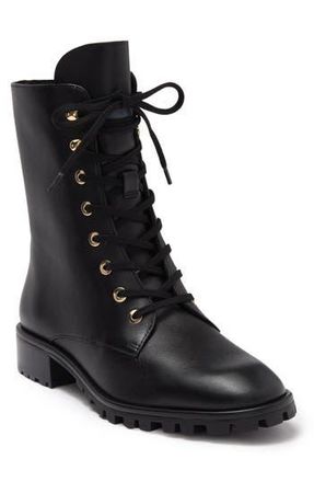 Stuart Weitzman Laine Leather Combat Boot in Black at Nordstrom Rack, Size 5.5