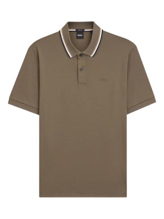 BOSS logo-embroidered polo shirt - men - Cotton - S - Brown