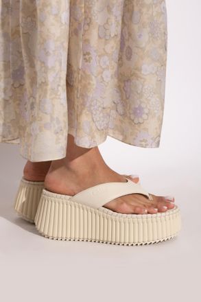 Chlo&eacute; NAMA Wedge Sandals, Womens, Cream