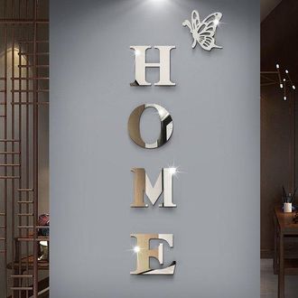 OEM Decoraci&oacute;n De Pared Con Efecto Espejo 3d home Y Mariposa: Letras Autoadhesivas Para Un Interior Moderno Y Con Ambiente