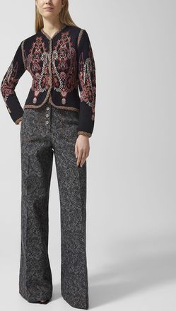 Etro Womens Paisley pattern flared-leg blue jean
