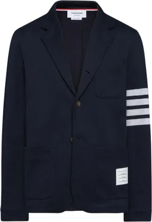 Thom Browne Navy Blue Notched Lapel Blazer