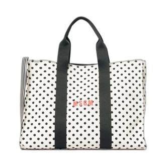 Msgm Msgm - Tote Bag met Polka-dot Strepen - unisex - Tassen - Zwart - Maat: ONE Size Katoen