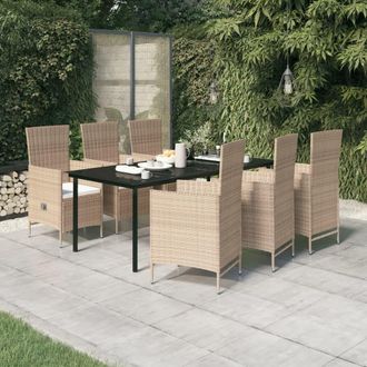 vidaXL Juego De Comedor De Jard&iacute;n 7 Piezas Con Cojines Beige Vidaxl