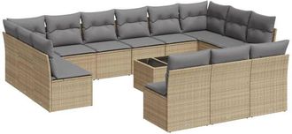 vidaXL Set Sof&aacute;s De Jard&iacute;n 14 Pzas Con Cojines Rat&aacute;n Sint&eacute;tico Beige Vidaxl