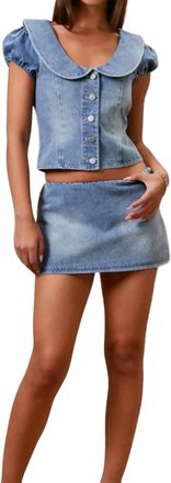 Le Lis Blanc Deux Amelia Mini Denim Skort In Blue