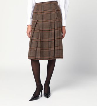 Saint Laurent Gonna midi in lana Principe di Galles
