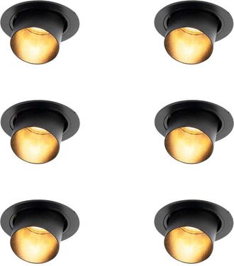 QAZQA Set of 6 Modern Recessed Spotlights Black Round Tiltable - Installa
