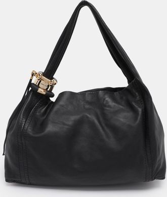 Jimmy Choo London Black Leather Xl Saba Hobo