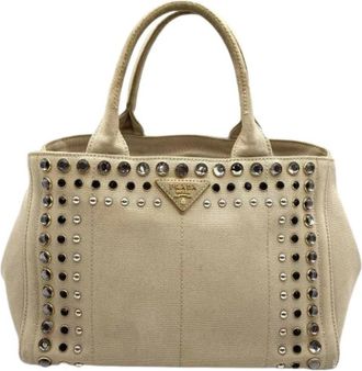 Prada Pre-owned Canvas Handtas - Dames - Vintage Handtas - Beige - ONE Size - Vintage