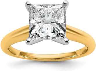 Diamond2Deal 14k Two-tone 3 Ct Princess Lab Grown Diamond Solitare Engagement Ring
