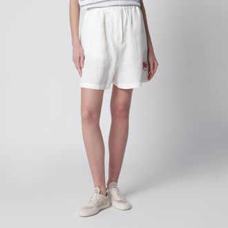 Prada Shorts ricamato in lino bianco