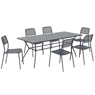 Oviala Conjunto de mesa y 6 sillas de jard&iacute;n en gris antracita