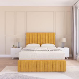 Sloomy Madison Divan Bed Set With No drawers & Matching Footboard - Plush Velvet in Gold | Size: Single