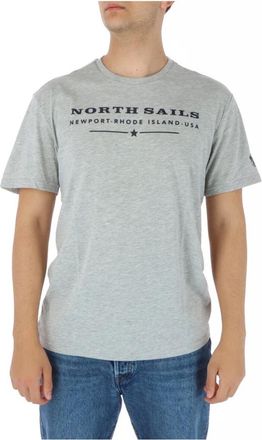North Sails Gele Korte Mouw Ronde Hals T-shirt - Heren - T-shirts - Grijs - S - Katoen - Tops
