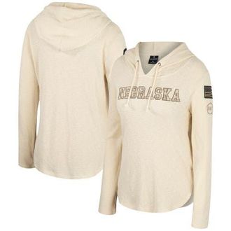Colosseum Womens Colosseum Cream Nebraska Huskers OHT Military Appreciation Casey Raglan Long Sleeve Hoodie T-Shirt at Nordstrom, Size Small