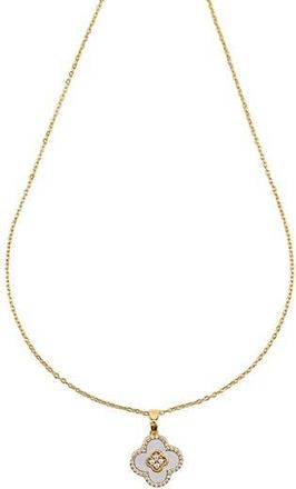 Panacea Mother-of-Pearl & Crystal Clover Pendant Necklace in White at Nordstrom Rack