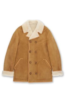 Fortela Lemans Double-Breasted Shearling Coat in Camel at Nordstrom, Size 50 Eu