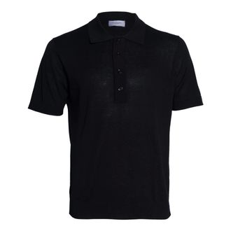 Paolo Pecora Polo Shirts, male, Black, Size: 2XL Polo a quattro bottoni