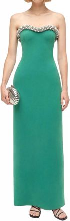 SIMKHAI Riona Embellished Bustier Gown In Kelly Green