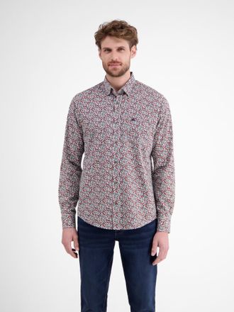 Lerros Langarmhemd LERROS Herren Langarmhemd, modern gemustert, Herren, Gr. 3XL, Normalgr&ouml;ssen, scandinavian rot, 100% Baumwolle, Hemden Langarmhemd