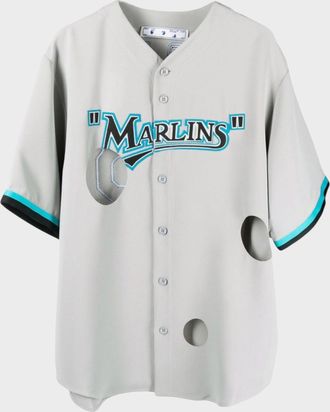 Off-white Mens Miami Marlins Cut-Out Shirt - Size Medium
