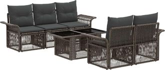 vidaXL Conjunto De Sof&aacute;s De Jard&iacute;n 6 Uds. Gris Y Gris Oscuro Vidaxl