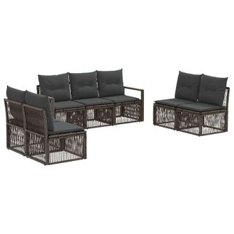 vidaXL Conjunto De Sof&aacute;s De Jard&iacute;n 7 Pcs Gris Rat&aacute;n Sint&eacute;tico Vidaxl