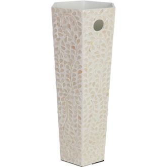 Wanderlust Deco Parag&uuml;ero Hexagonal De Madera Y Capiz Beige 24x58x36h Cm