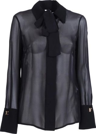 Elisabetta Franchi Camicia - Dames - Overhemden - Zwart - L - Overhemden