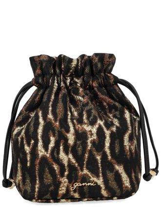 Ganni Womens Bucket Bag Bronze Recycled Polyester Handbags Hand