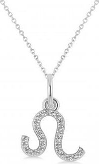 Allurez Leo Zodiac Diamond Pendant Necklace 14k White Gold (0.125ct)