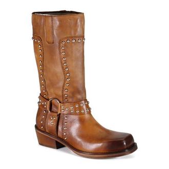 Diba VAL UABLE Leather Mid Calf Studded Harness Boot in Tan at Nordstrom, Size 6.5