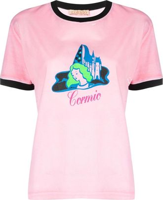 Cormio logo-print cotton T-shirt - women - Cotton - 42 - Pink