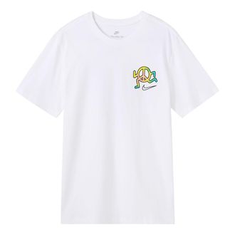 Nike Sportswear Back Alphabet Geometry Printing Sports Round Neck Short Sleeve White DQ1079-100
